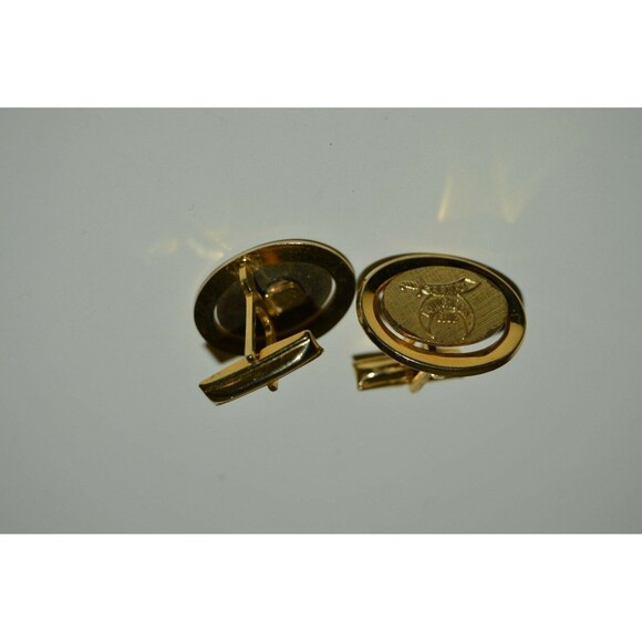 Vintage Oval Masonic Shriners Zembo Luncheon Club Golden Cuff Links RARE - Picture 3 of 7